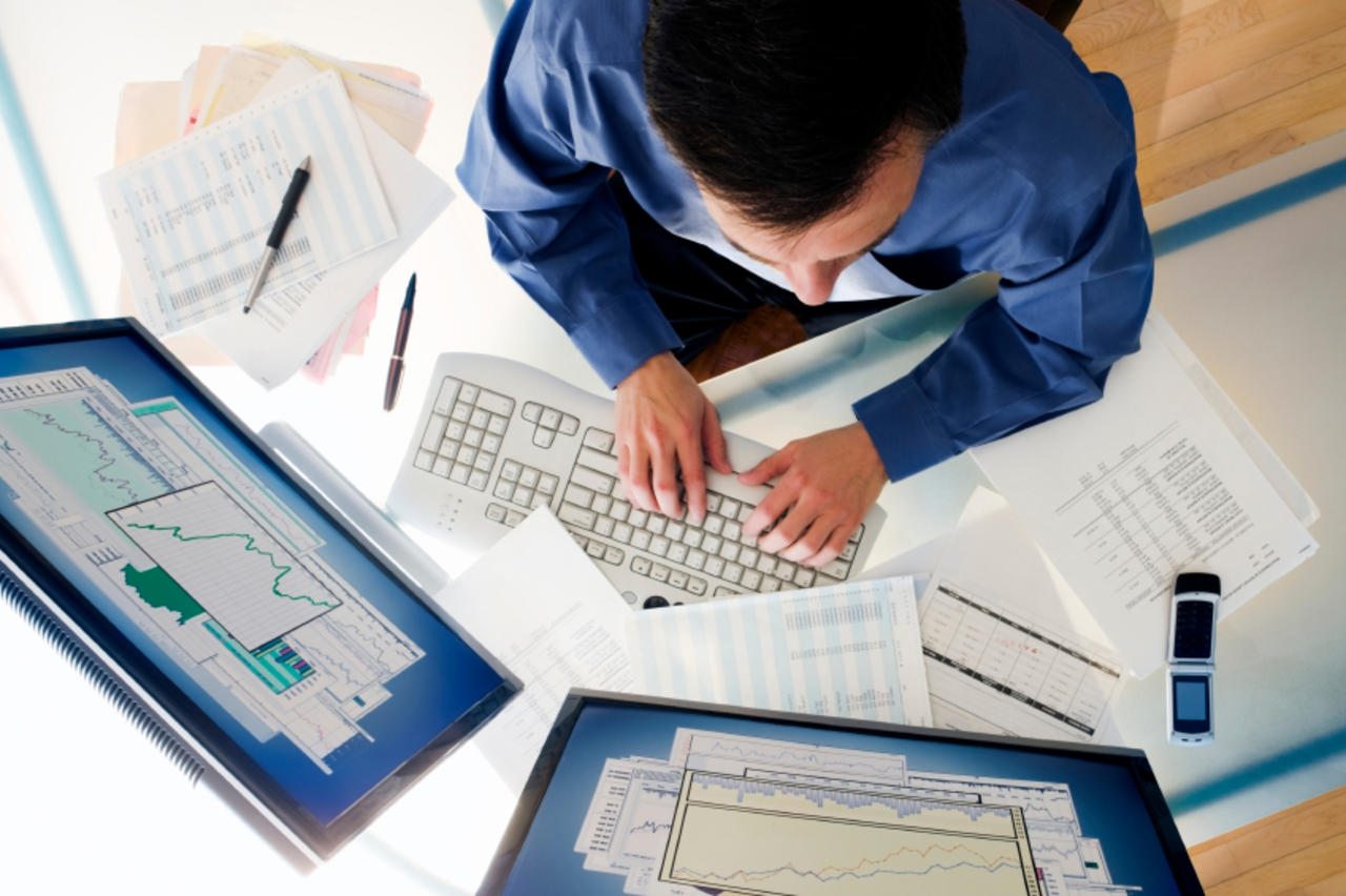 overhead of man at his desk