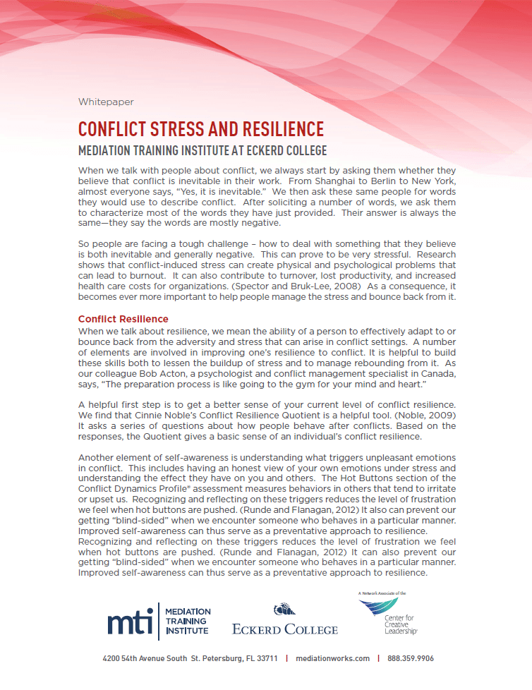 Conflict Stress and Resilience White Paper